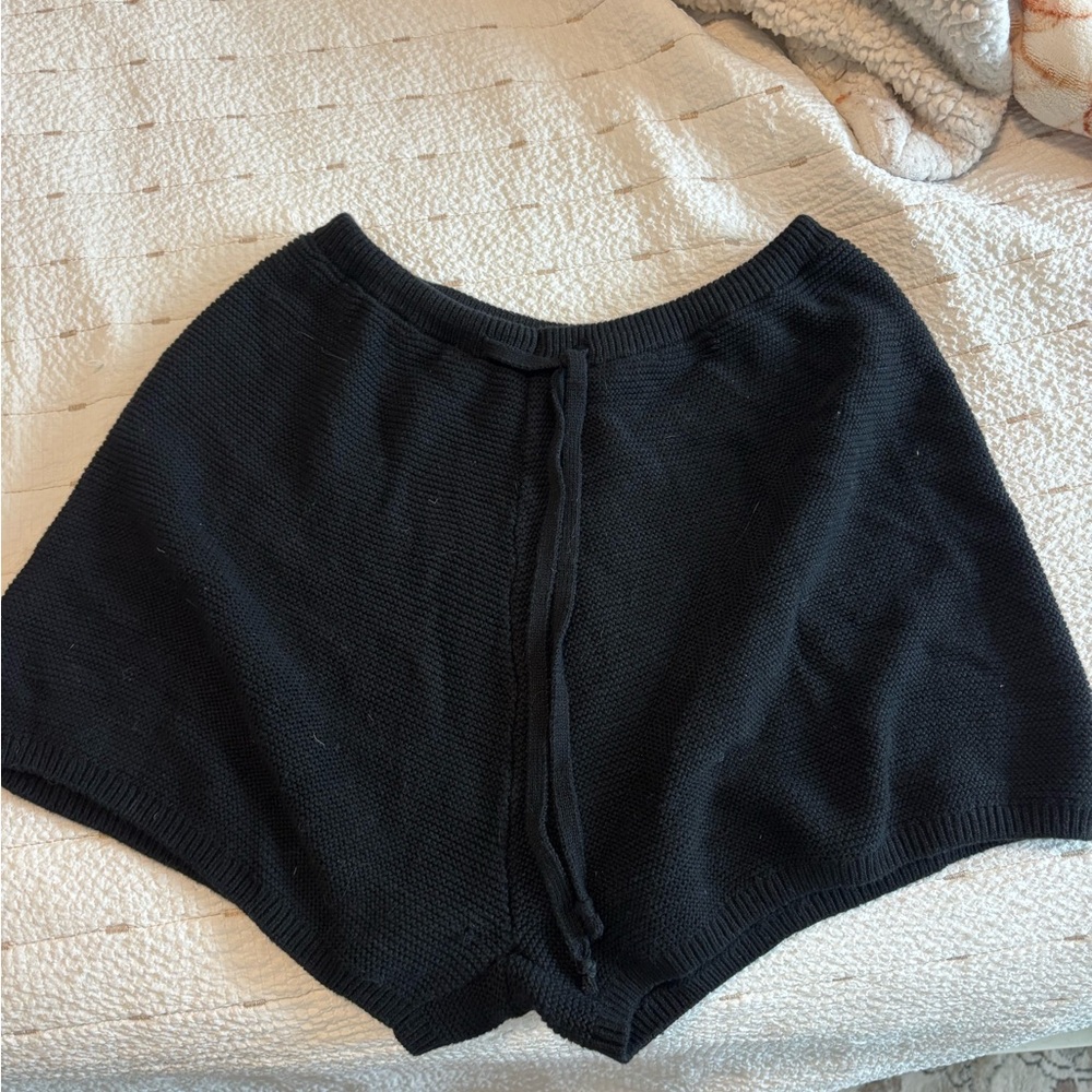 High Waist Black Knit Shorts